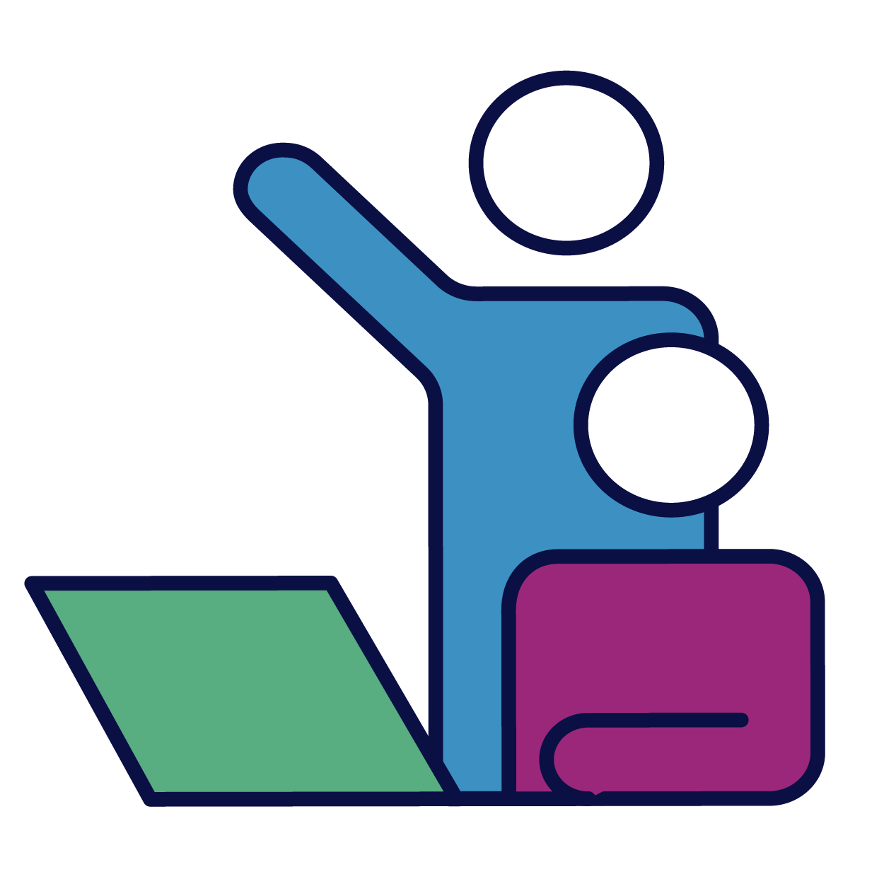 Managed IT Icon - people at a laptop