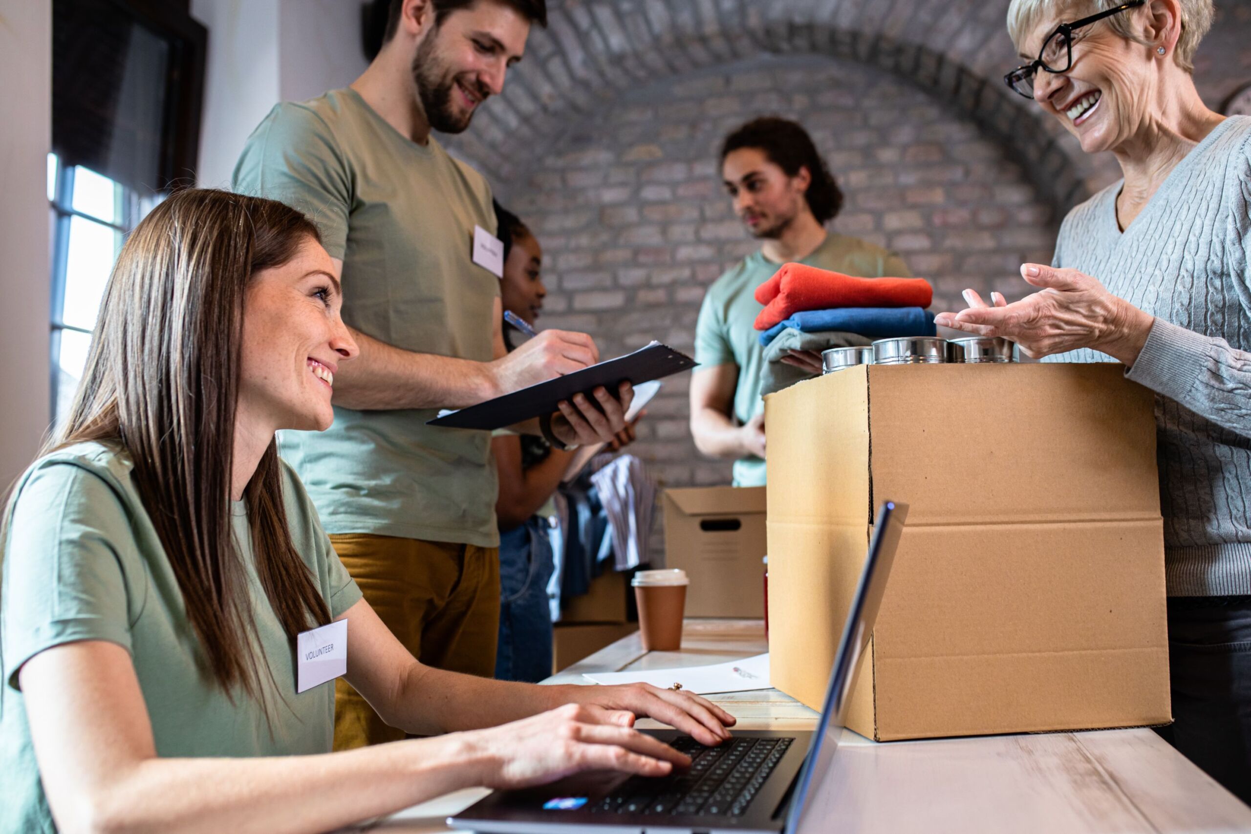 Volunteers working at a Non-Profit.