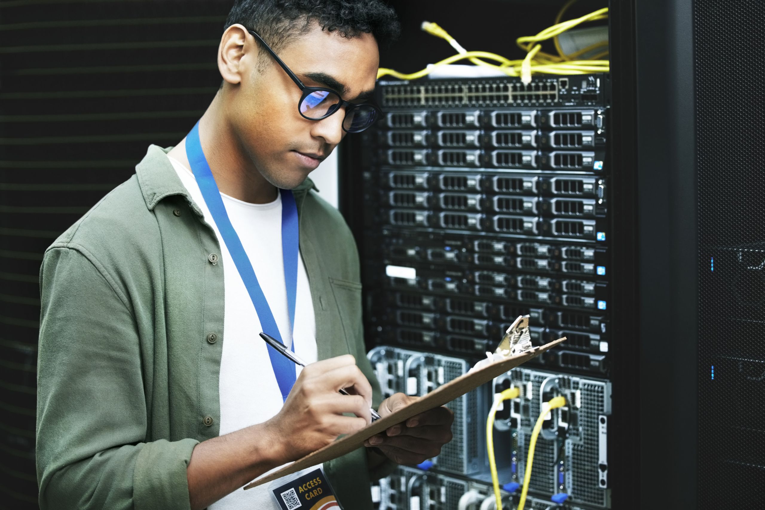 IT Worker in a server room.